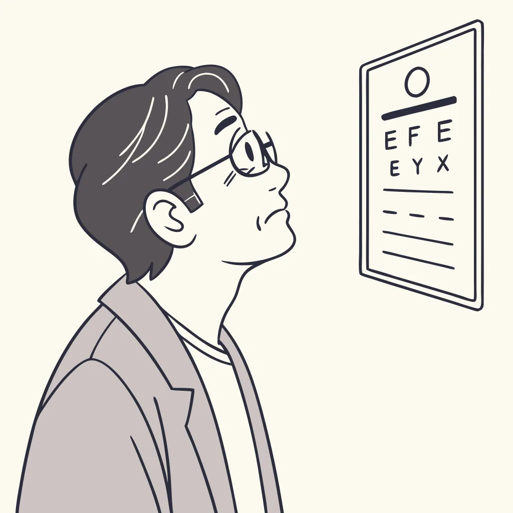 시력표를 바라보는 환자를 단순화해 그린 일러스트