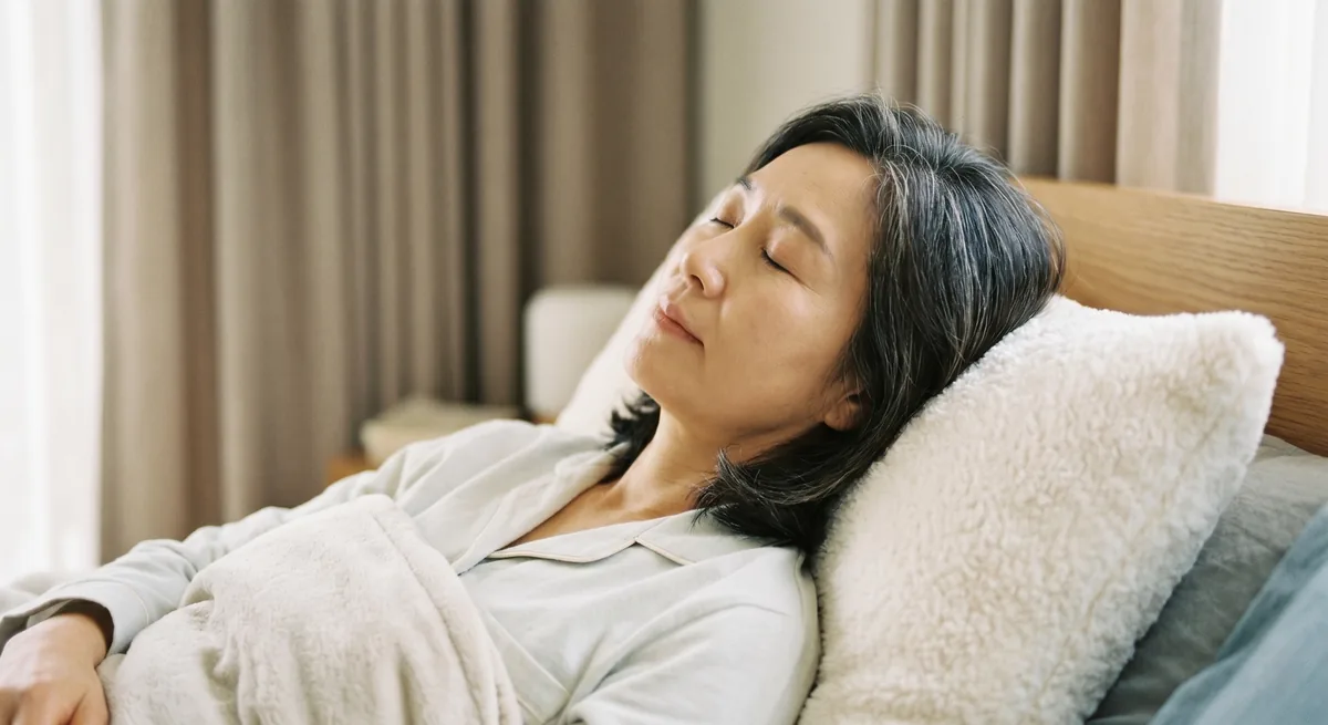 누워서 잠든 여성 — 녹내장은 시신경뿐 아니라 수면의 질에도 영향을 줄 수 있습니다